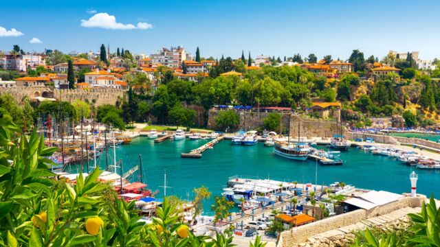 Harbor in the old city of Antalya Kaleici Old Town. Antalya, Turkey